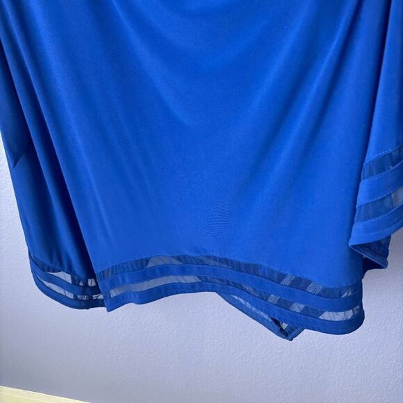 Women's Jessica Howard Dress Midi Tie Around Waist High Neck Short Sleeve Blue - Picture 8 of 9